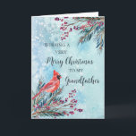 Rustic Watercolor Grandfather God jul Kort<br><div class="desc">God jul för farfartkort med vintern vattenfärgsblad,  kardinal och tankfull vers.</div>