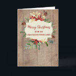 Rustic Watercolor Grandson God jul Kort<br><div class="desc">God jul för barnmorskkort i mönster och blommor och löv av rostfritt trä.</div>