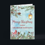 Rustic Watercolor Grandson God jul Kort<br><div class="desc">God jul för barnmorskkort i rustiska vattenfärgen mönster och vattenfärgade blommor och löv.</div>