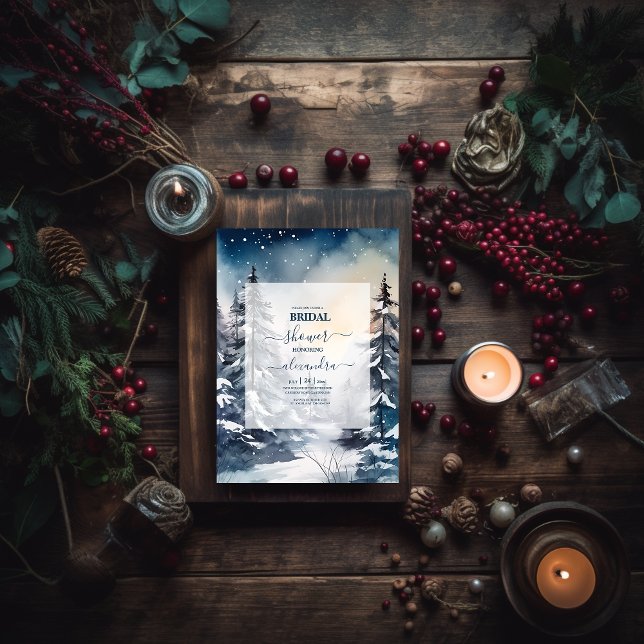 Rustic Watercolor Gräs Träd Möhippa Inbjudningar (Skapare uppladdad)