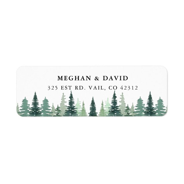 Rustic Watercolor Gräs Winter Wedding Label Returadress Etikett (Framsidan)