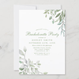 Rustic Watercolor Greenery Blommigt Bachelorette Inbjudningar