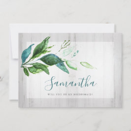 Rustic Watercolor Greenery Bridesmaid Cards Julkort