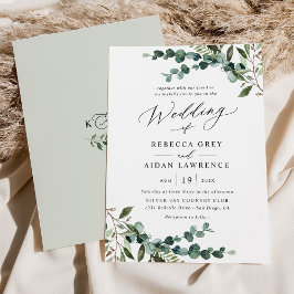 Rustic Watercolor Greenery Bröllop Inbjudningar