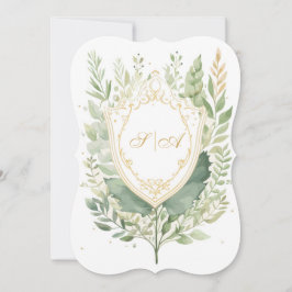 Rustic Watercolor Greenery Bröllop Inbjudningar