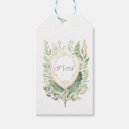 Rustic Watercolor Greenery Bröllop Presentetikett