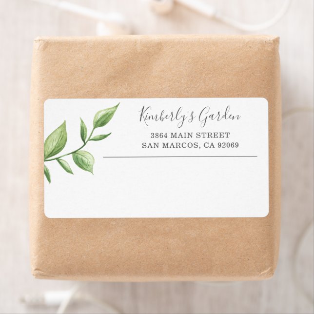 Rustic Watercolor Greenery Business Shipping Fraktsedel (Insitu)