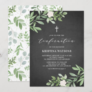 Rustic Watercolor Greenery Chalkboard-bekräftelse Inbjudningar