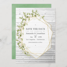 Rustic Watercolor Greenery Geometric Bröllop