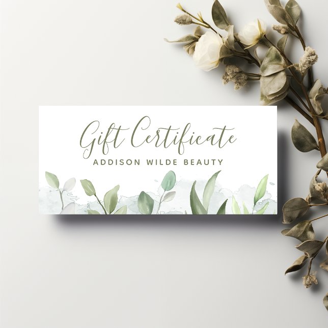 Rustic Watercolor Greenery Gift Certificate (Skapare uppladdad)