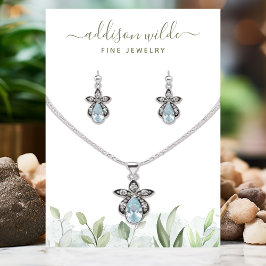 Rustic Watercolor Greenery Jewelry Visning Visitkort