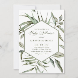 Rustic Watercolor Greenery Ram Baby Shower Inbjudningar
