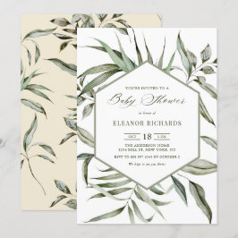 Rustic Watercolor Greenery Ram Baby Shower Inbjudningar