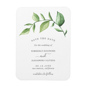 Rustic Watercolor Greenery Sprig Spara datumet Magnet