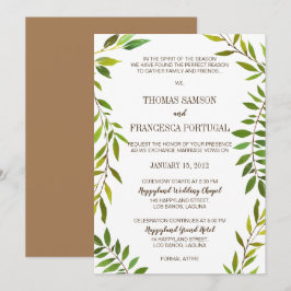 Rustic Watercolor Greenery Wedding Card Inbjudningar
