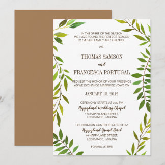 Rustic Watercolor Greenery Wedding Card Inbjudningar