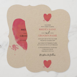 Rustic Watercolor Heart Wedding-inbjudningar Inbjudningar