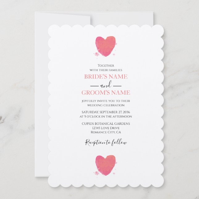 Rustic Watercolor Heart Wedding-inbjudningar Inbjudningar (Framsida)