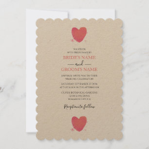 Rustic Watercolor Heart Wedding-inbjudningar Inbjudningar