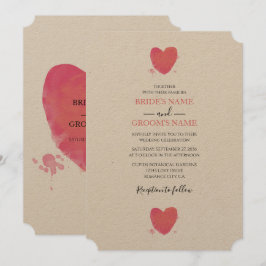 Rustic Watercolor Heart Wedding-inbjudningar Inbjudningar