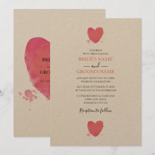 Rustic Watercolor Heart Wedding-inbjudningar Inbjudningar