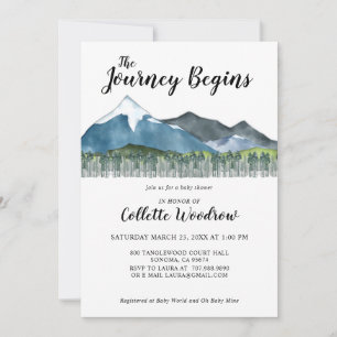 Rustic Watercolor Journey Mountains Baby Shower Inbjudningar