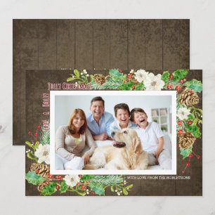 Rustic Watercolor jul Holly Jolly Blommigt Inbjudningar