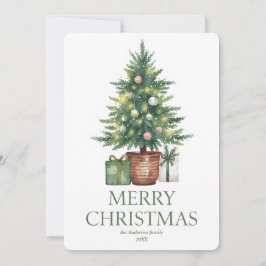 Rustic Watercolor Julgran non-Photo Inbjudningar