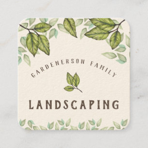 Rustic Watercolor Landscaping Fyrkantigt Visitkort