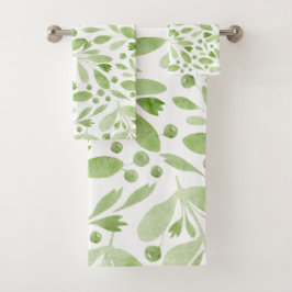 Rustic Watercolor Leaves Sage Green &White