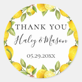 Rustic Watercolor Lemon Ram Tack Favor Runt Klistermärke