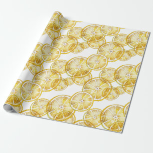 Rustic Watercolor Lemon Slices Mönster Presentpapper