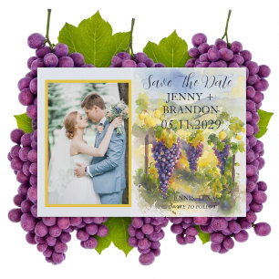Rustic Watercolor Lemons Grapes Vineyard Photo Spara Datumet