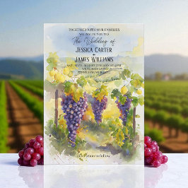 Rustic Watercolor Lemons Grapes Vineyard Wedding Inbjudningar
