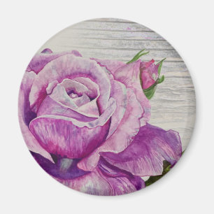 Rustic Watercolor Lila Ro Wood Magnet