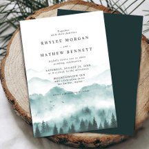 Rustic Watercolor Mountain Bröllop