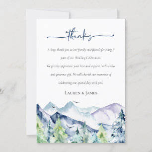 Rustic Watercolor Mountains Bröllop Tack Kort