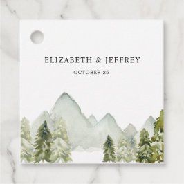 Rustic Watercolor Mountains Gräs Winter Wedding Gåvor Etiketter