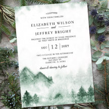 Rustic Watercolor Mountains Gräs Winter Wedding