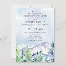 Rustic Watercolor Mountains Gräs Winter Wedding