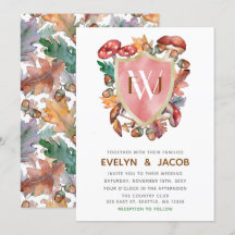 Rustic Watercolor Mushroom Fall Wedding