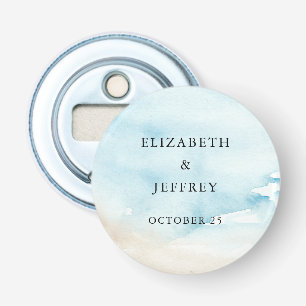 Rustic Watercolor Ocean Sea Summer Beach Wedding Flasköppnare