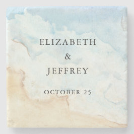 Rustic Watercolor Ocean Sea Summer Beach Wedding Stenunderlägg