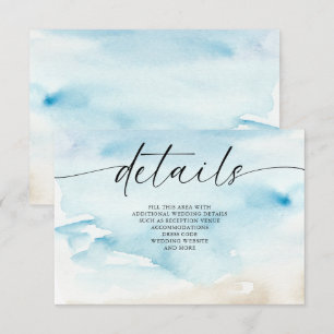 Rustic Watercolor Ocean Sea Summer Beach Wedding Tilläggskort