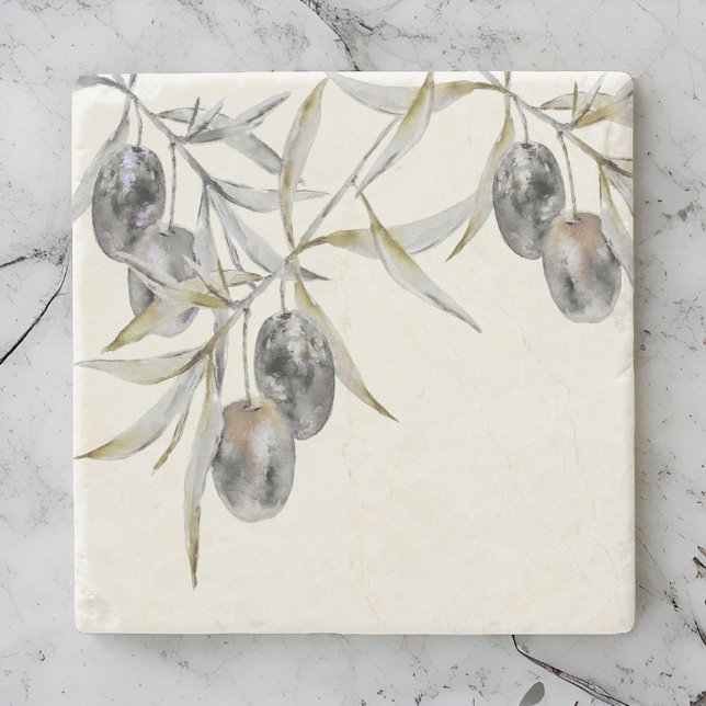 Rustic Watercolor Olive Gren Stenunderlägg (Skapare uppladdad)