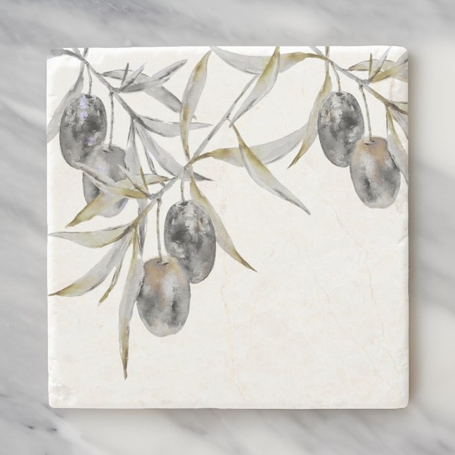 Rustic Watercolor Olive Gren Stenunderlägg (Skapare uppladdad)