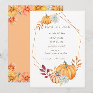 Rustic Watercolor Orange Pumpkins Fall Wedding Meddelande