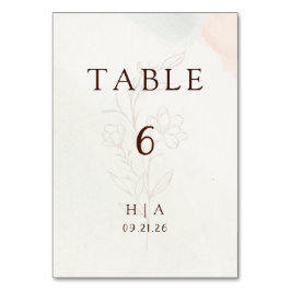 Rustic Watercolor Peach and Green Minimal Wedding Bordsnummer