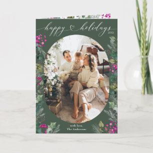 Rustic Watercolor Photo Glad helg Kort