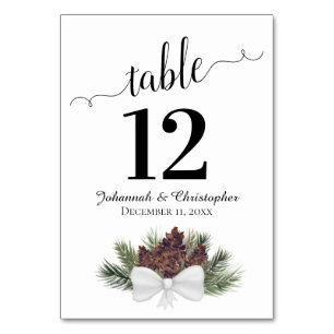 Rustic Watercolor Pinecones Elegant bröllop Bordsnummer